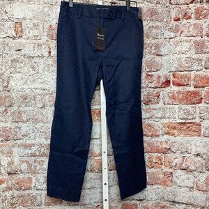 NWT Madewell Womenʻs Black Blue Chevron Dress Pants Size 4